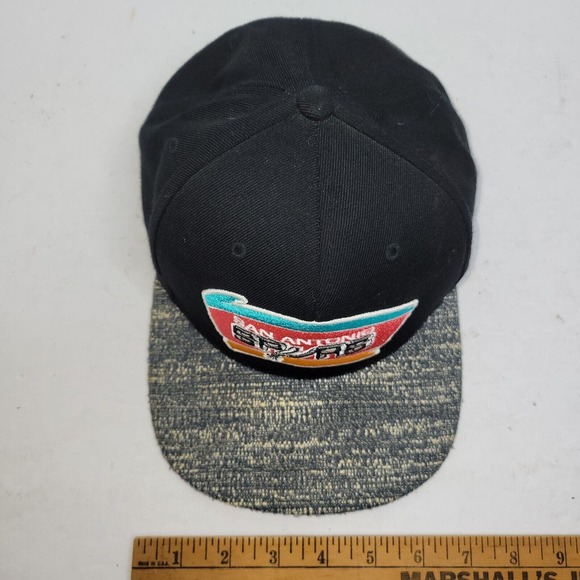 San Antonio Spurs Snapback Hat Black Blue Hardwood Classic Mitchell & Ness NBA - Picture 8 of 16